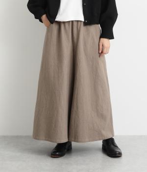 コットンガーゼオリーブオイル仕上げワイドパンツ