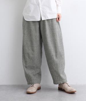 コットンウール千鳥柄ボリュームパンツ