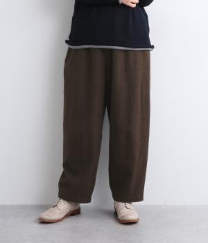 コットンウール千鳥柄ボリュームパンツ(コゲチャ-F)