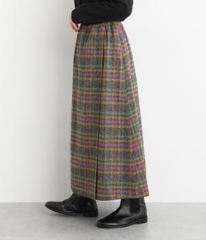 コットンツイードチェックスカート(ブラウン-F)