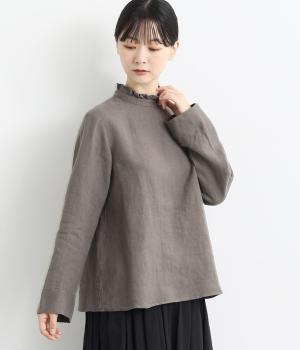 リトアニアリネン後ろあきフリルブラウス