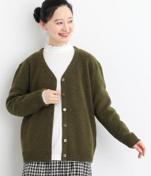 タスマニアラムウール鹿の子編みVネックカーディガン
