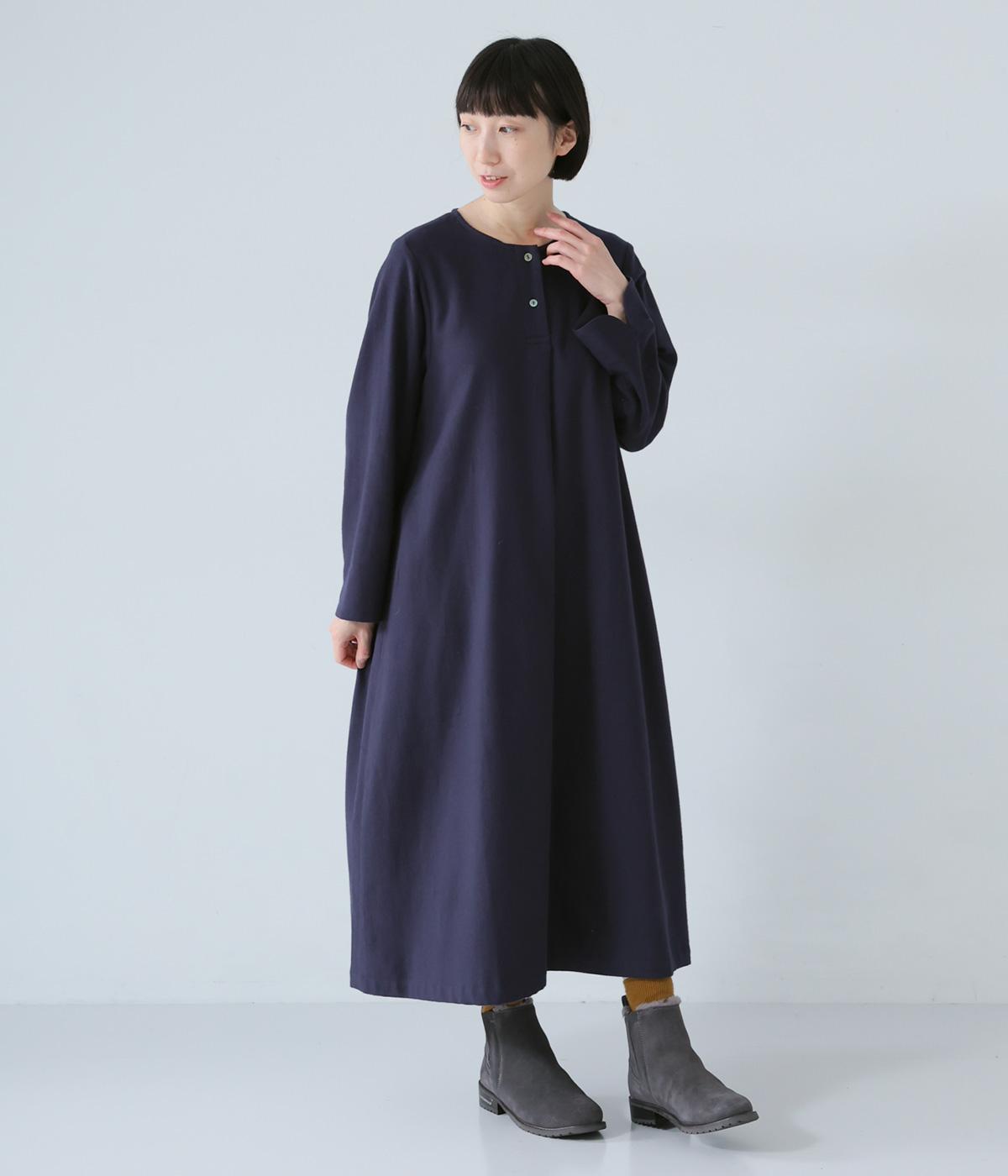 コットン甘撚りビエラワンピース(ネイビー-F)