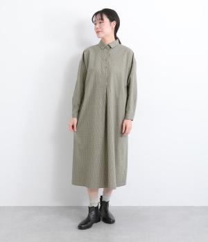 コットンビエラチェック襟付きワンピース