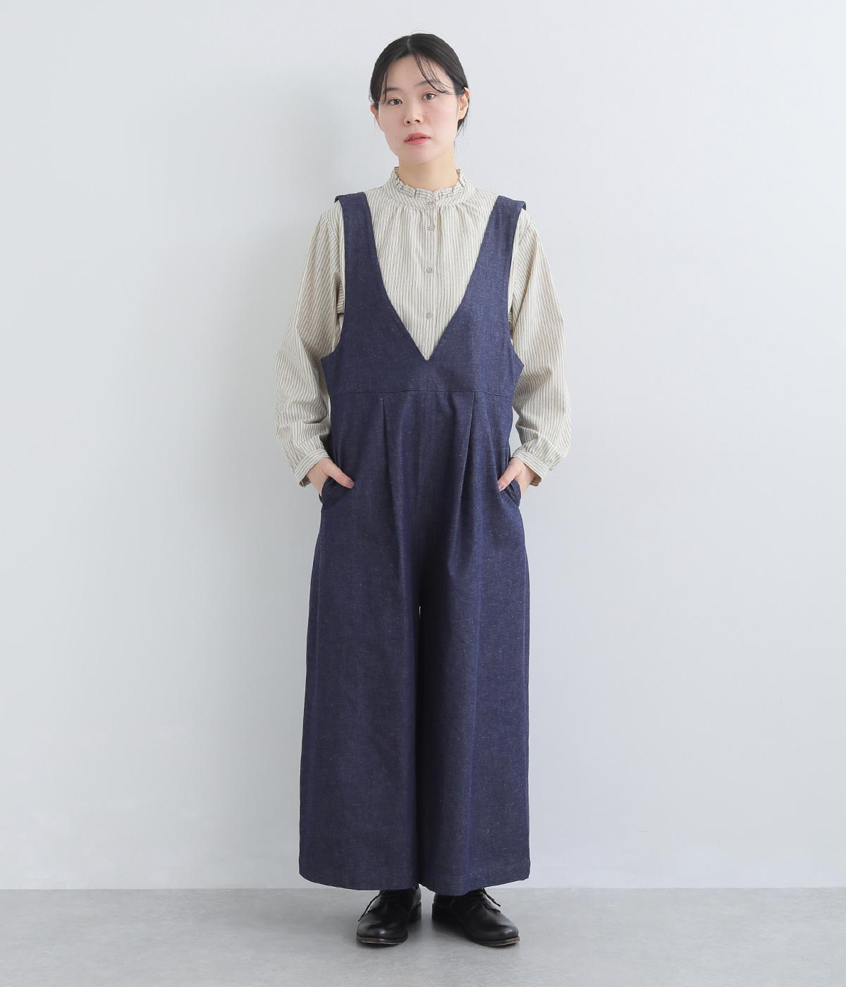 コットンデニムサロペット(ネイビー-F)