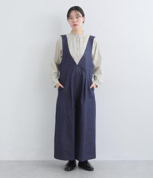 コットンデニムサロペット(ネイビー-F)