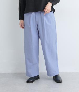 コットンタイプライタータック入りストレートパンツ(ブルーストライプ-F)