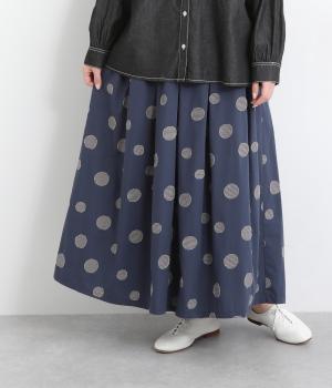 ジャカードドットタックスカート(ネイビー-ONESIZE)