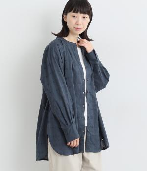 キャンブリック刺繍 前あきチュニックシャツ(ネイビー-ONESIZE)