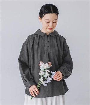 コットンWガーゼセーラーカラーブラウス