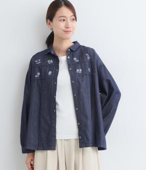 5．4ｏｚデニム刺繍ブラウス