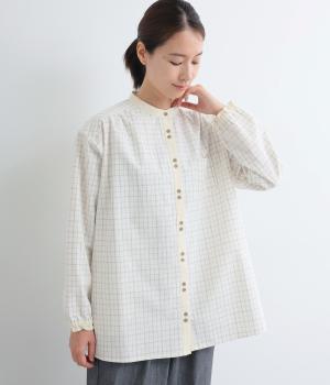 コットンキャンバス　配色チュニック(アイボリー-F)