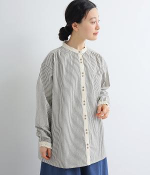 コットンキャンバス　配色チュニック(ベージュ-F)