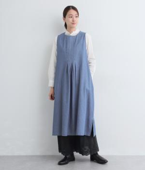 5．4ｏｚタックデニムワンピース(ブルー-F)