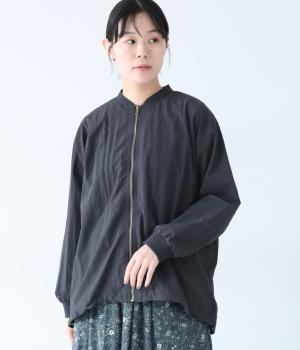 ソフトワッシャーナイロンジップアップブルゾン(ブラック-F)