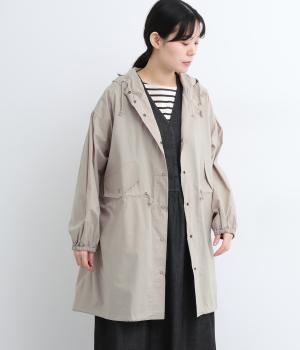 コットンワッシャーフード付きコート