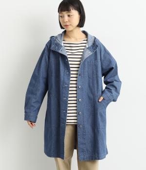 デニムフード付きコート