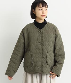 中綿前開き雲形キルティングコート