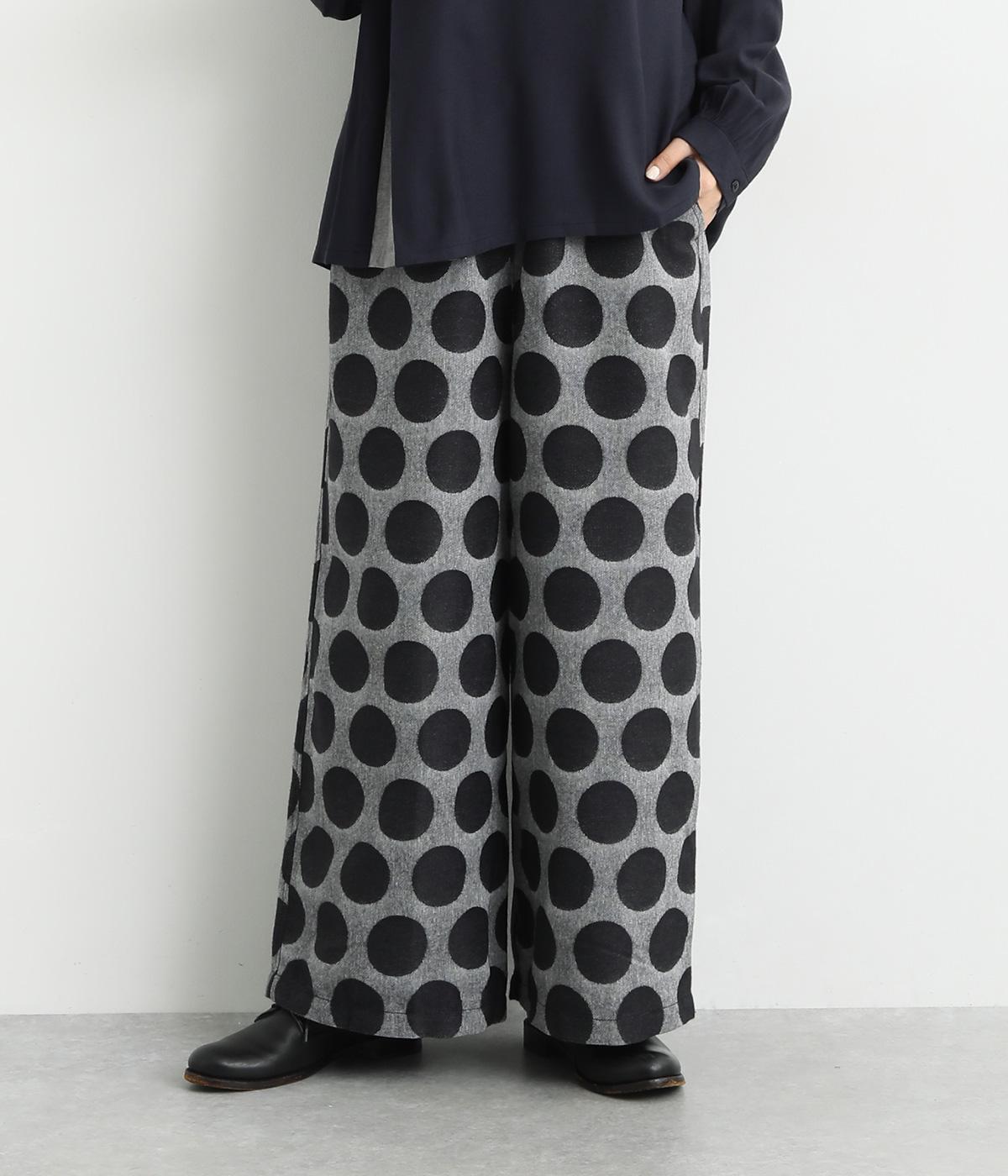 ウエストゴム9分丈セミワイドパンツ(グレー-F)