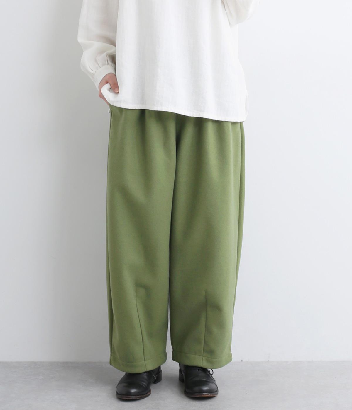 起毛Wフェイスカットソータック・ダーツ入り9分丈バルーンパンツ(カーキ-F)