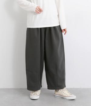 起毛Wフェイスカットソータック・ダーツ入り9分丈バルーンパンツ(ダークグレー-F)