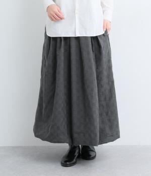 ウール混ドビーチェックタックバルーンスカート