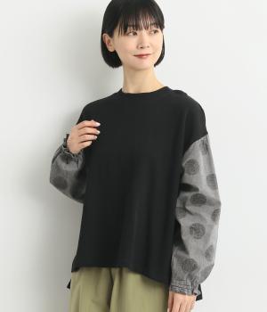 袖ゴム入り裾前後差付プルオーバー(ブラック-F)