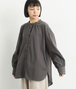 スタンドカラーギャザー入りチュニック