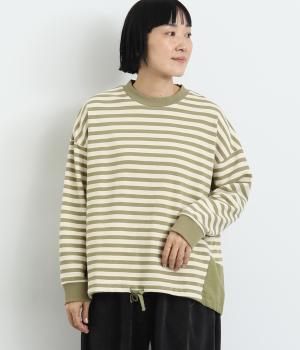 裏毛モックネックドロストボーダープルオーバー