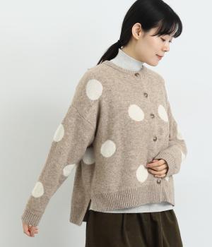 ウール混ジャカードドットニットカーディガン