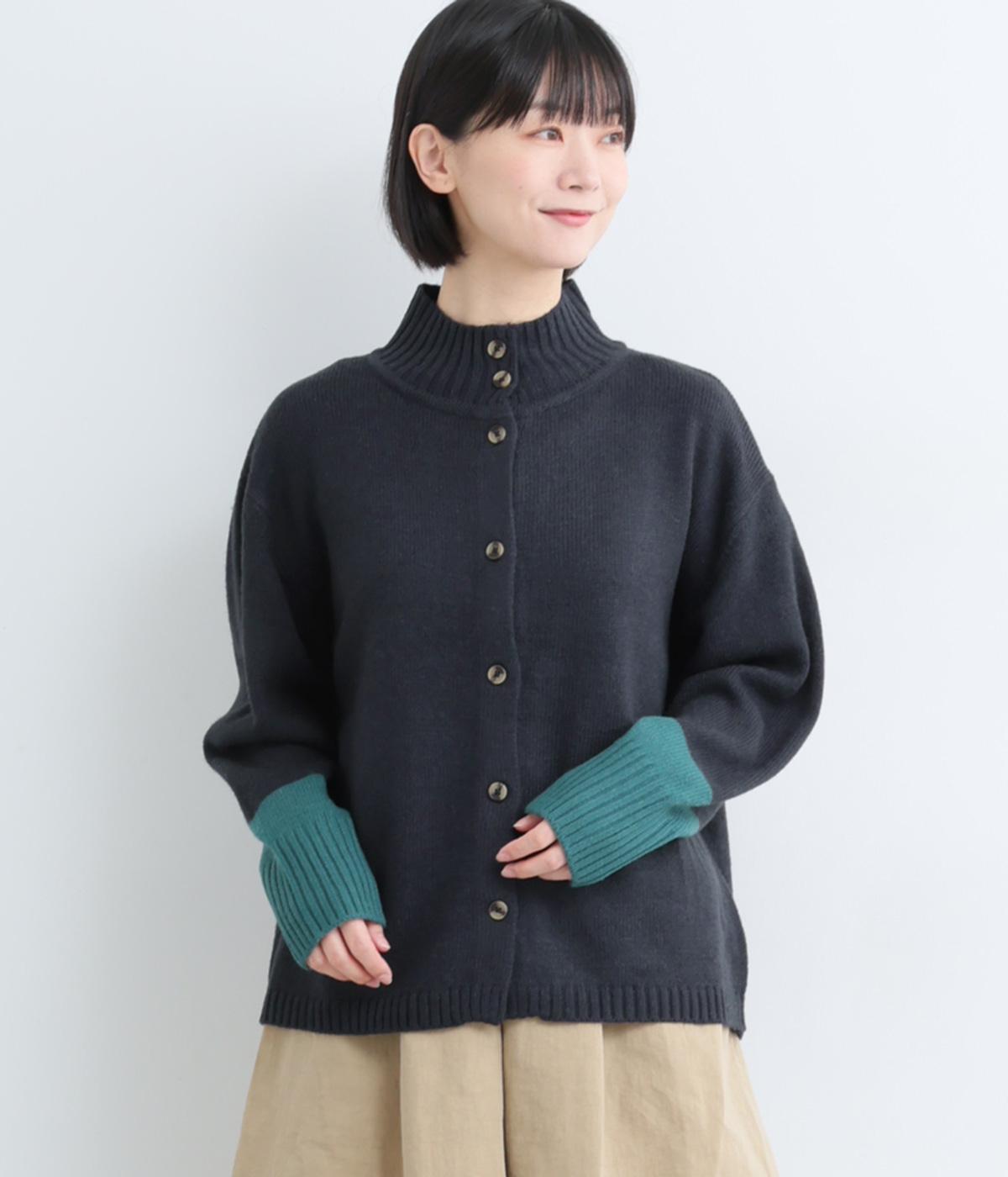 ウール混ハイネック配色ニットカーディガン（cloudnine）の商品詳細