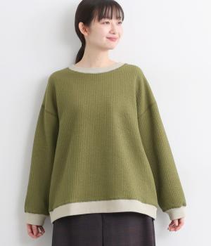 ジャカードカットキルトリブカットソープルオーバー(オリーブ-F)