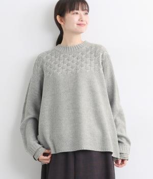 ニット無地布帛ストライプ・チェック柄アソート袖口切替ニットプルオーバー