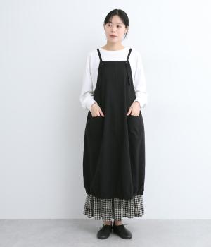 コットンシャンブレーバルーンワンピース(ブラック-F)