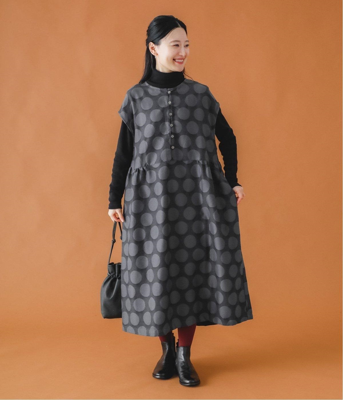 表起毛ツイルジャカードドットフレンチスリーブワンピース（cloudnine