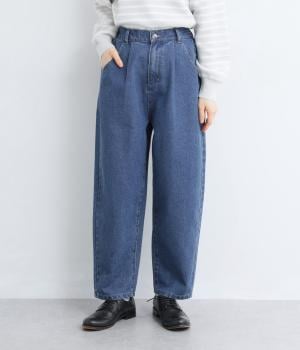 北欧モチーフ付きテーパードパンツ(インディゴブルー-L)