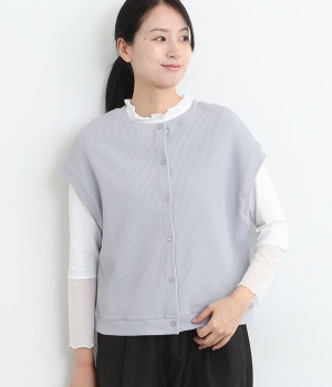 2wayワッフルカットベスト(ブルー-M)