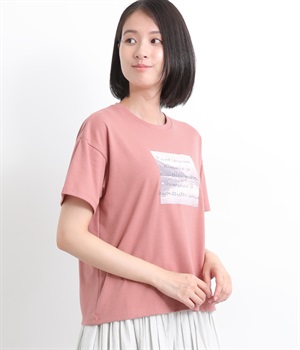 里山プリントTシャツ(ピンク-M)