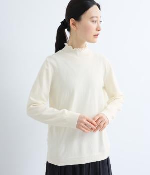 襟フリルインナーニットプルオーバー(アイボリー-L)