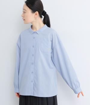 つながる刺繍入りシャツ(ブルー-L)