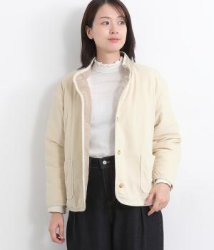 スタンドカラー中綿ジャケット(アイボリー-L)