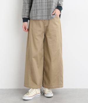 切り替えワイドパンツ(ベージュ-L)