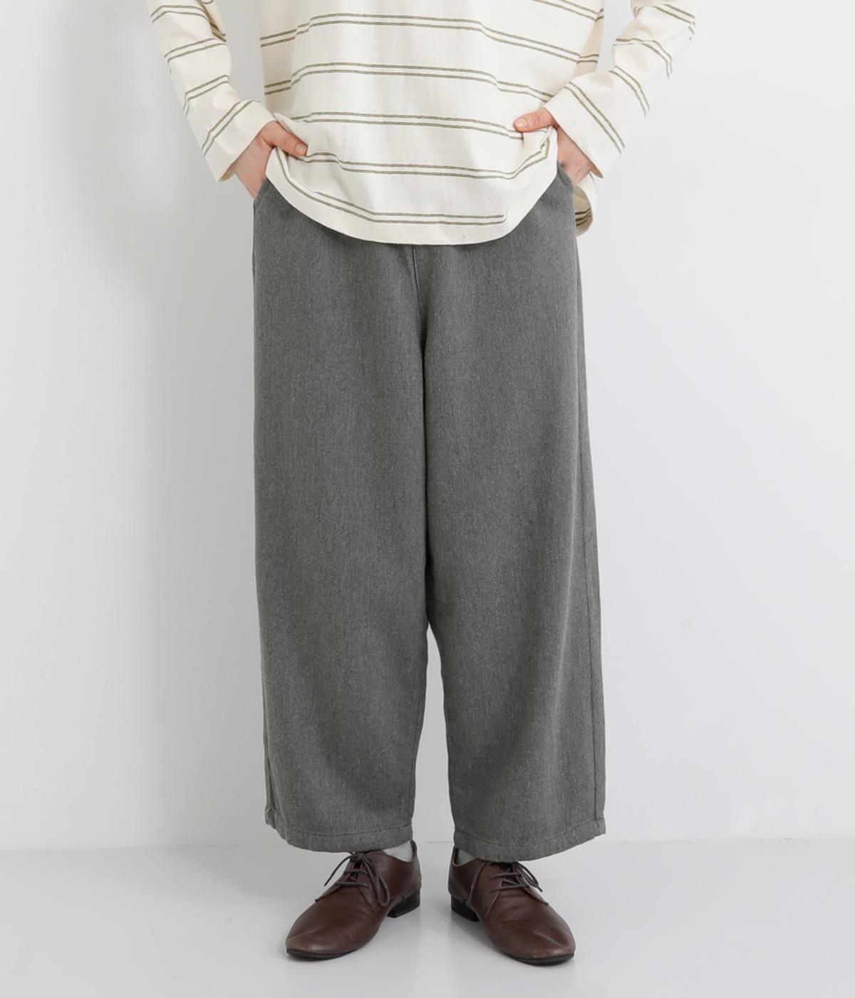 コットンツイルデニム調ワイドカーブパンツ(先染めグレー-M)