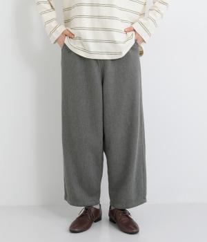 コットンツイルデニム調ワイドカーブパンツ(先染めグレー-M)