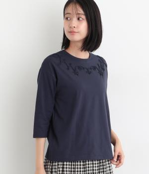 コード刺繍入りカットプルオーバー(ネイビー-L)