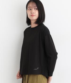 布帛切り替えプルオーバー(ブラック×ブラックドビー-L)