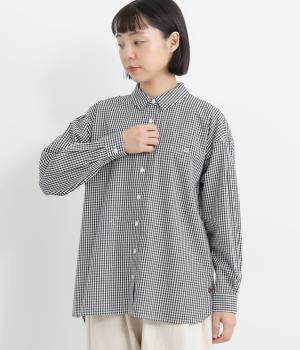 コットン平織りストーリー刺繍入りロングシャツ