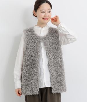 ポリエステルプードルボアタフタベスト