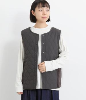 ナイロンコットンポリウレタンキルティング×コーデュロイ2wayベスト