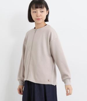 ジャカードZIPあきカーディガン(グレージュ-L)